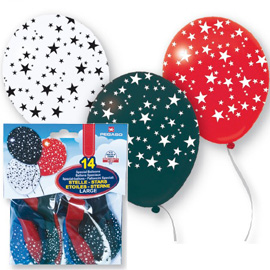 Busta 14 palloncini stelle colori assortiti pegaso