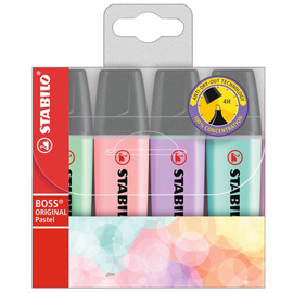 Busta 4 evidenziatori stabilo boss pastel