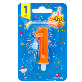 Blister candelina n°1 arancio fluo 7cm pegaso