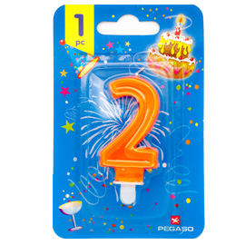 Blister candelina n°2 arancio fluo 7cm pegaso