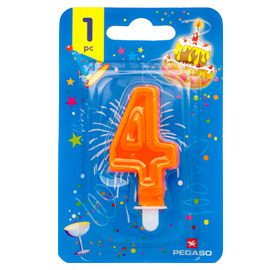 Blister candelina n°4 arancio fluo 7cm pegaso