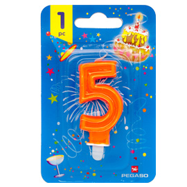 Blister candelina n°5 arancio fluo 7cm pegaso
