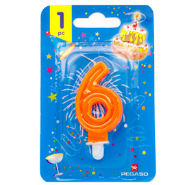 Blister candelina n°6 arancio fluo 7cm pegaso