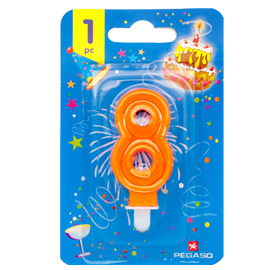Blister candelina n°8 arancio fluo 8cm pegaso