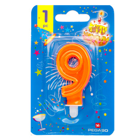 Blister candelina n°9 arancio fluo 8cm pegaso