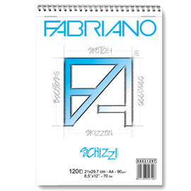 Blocco schizzi spiralato 21x29.7cm 12fg 90gr fabriano