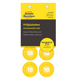Bollini adesivi ispezione Ø30mm 2018 (8et/fg - 10fg) non rim. Giallo 6942 avery
