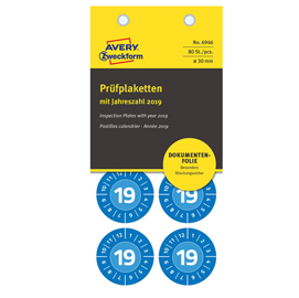 Bollini adesivi ispezione Ø30mm 2018 (8et/fg - 10fg) non rim. Blu 6946 avery
