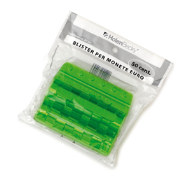 Blister 20 portamonete in pvc 50cent verde