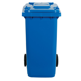 Bidone carrellato 120lt blu per raccolta differenziata