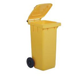Bidone carrellato 120lt giallo per raccolta differenziata