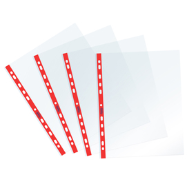 Buste forate sprint - c/ banda - 22 x 30 cm - rosso - favorit - conf. 25 pezzi