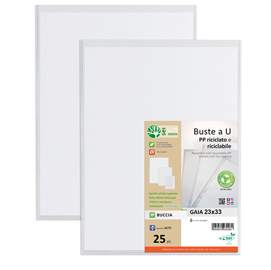 Buste forate a u gaia - pp riciclato - buccia - 23 x 33 cm - sei rota - conf. 25 pezzi