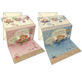 Biglietto auguri nascita - 2 soggetti assortiti maschio/femmina - kartos