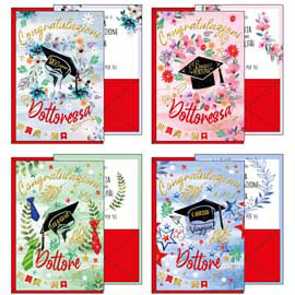 Biglietto auguri portasoldi laurea - 4 soggetti assortiti - kartos