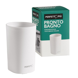 Bicchiere porta spazzolini pronto bagno - diametro 8 cm - h 12,5 cm - ppl - bianco - perfetto