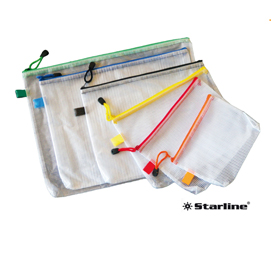 Busta in pvc a rete b4-31,2x41,2cm con cerniera verde