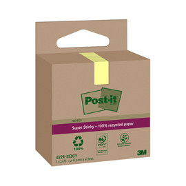 Cf. 3pz blocco 70fg post-it supersticky green 47,6x47x6mm 622r-ss3cy giallo