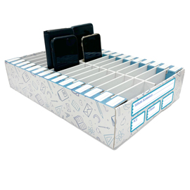 Contenitore portacellulare - 30 posti - cartone ondulato -  26,5 x 38,5 x 8 cm - industria umbra