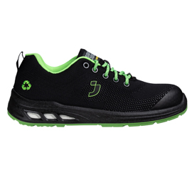 Calzatura bassa da lavoro ecofitz s1p low - numero 35 - maglia riciclata - nero/verde - safety jogger