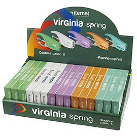 Cucitrice a pinza virginia spring - 5 colori assortiti pastello - iternet - expo da 15 pezzi