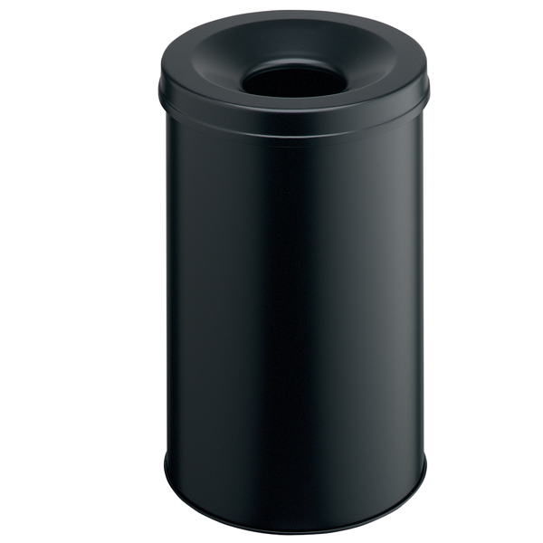 Cestino gettacarte safe - tondo - autoestinguente - nero - 60 l - durable
