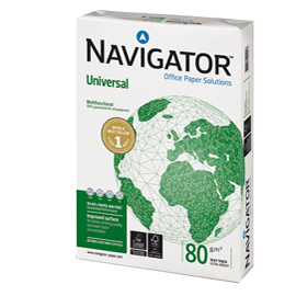 Carta bianca universal - a4 - 80 gr - bianco - navigator - risma 500 fogli - mini pallet da 50 risme - per consegne drop