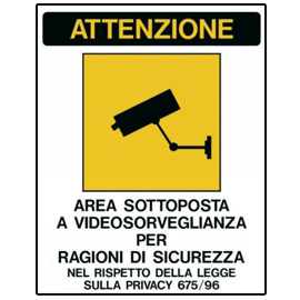 Cartello adesivo 20x30cm 'area sottoposta a videosorveglianza'