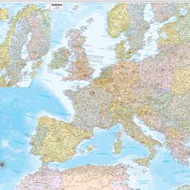 Carta geografica murale europa 132x99cm belletti