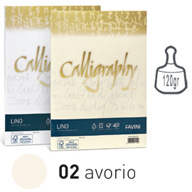 Carta calligraphy lino 120gr a4 50fg avorio 02 favini