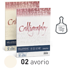 Carta calligraphy millerighe 100gr a4 50fg avorio 02 favini