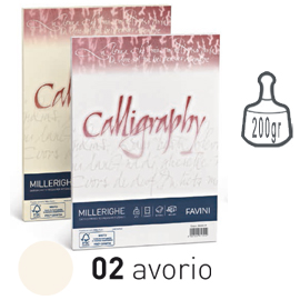 Carta calligraphy millerighe 200gr a4 50fg avorio 02 favini