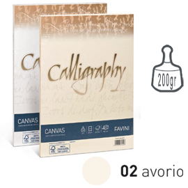 Carta calligraphy canvas 200gr a4 50fg avorio 02 favini
