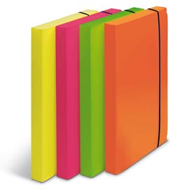 Cartella progetto d.3cm con elastico colori fluo shocking file