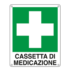 Cartello alluminio 12x14,5cm 'cassetta di medicazione'