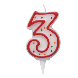 Candelina zuccherino numero 3 - h. 8.5cm big party