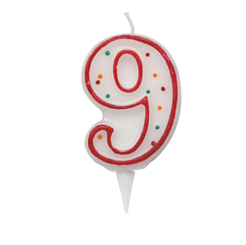 Candelina zuccherino numero 9 - h. 8.5cm big party