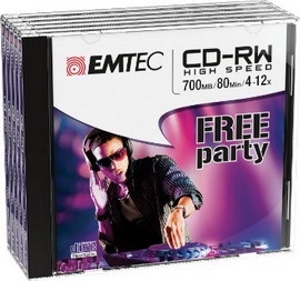 Cd-rw emtec rw 80min/700mb 4-12x jewel case (kit 5pz)