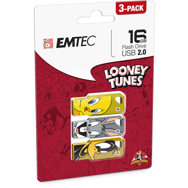 Conf da 3 pz usb2.0 16gb titty-bugs bunny-daffy duck