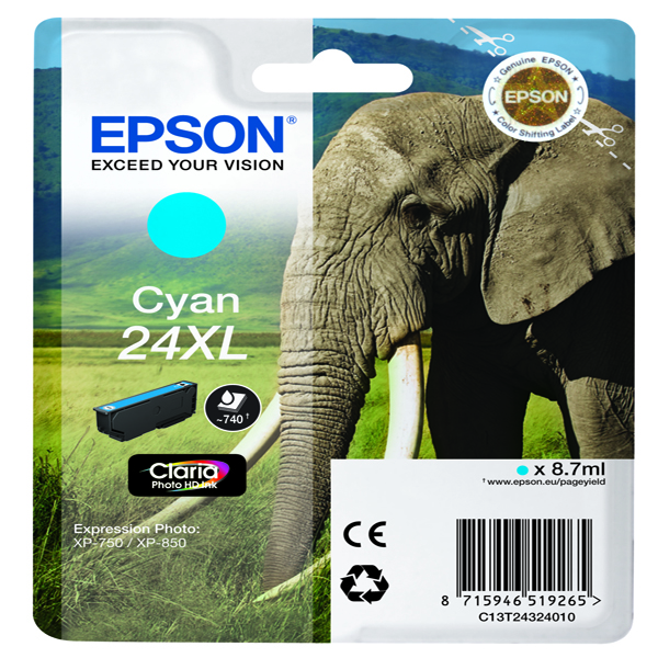 Cartuccia ciano claria photo hd serie 24xl elefante blister