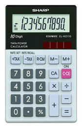 Calcolatrice tascabile elw 211gb con display 10cifre batteria e solare