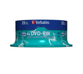 Confezione da 25 dvd-rw spindle 4x 4.7gb superf.matt silver serigrafata