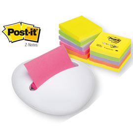 Dispenser stone bianco+12 ricariche 100fg post-it®z-notes 76x76mm neon assortiti