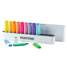 Desk set evidenziatori - punta a scalpello - colori assortiti - pantone - conf. 12 pezzi