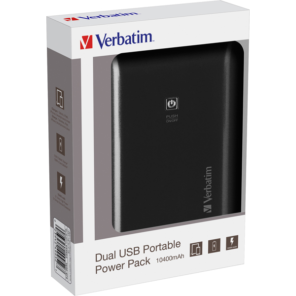 Dual usb portable power pack - 10.400 mah