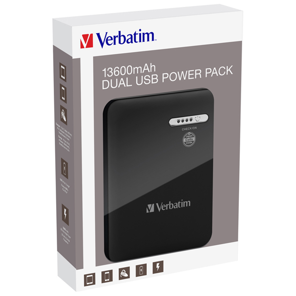 Dual usb portable power pack - 13600 mah