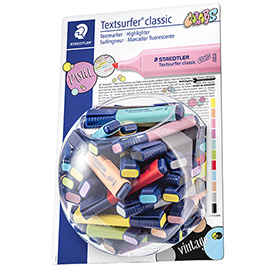 Evidenziatore textsurfer® pastel - punta a scalpello - tratto 1,0-5,0mm - colori assortiti - staedtler - expo 100 pezzi