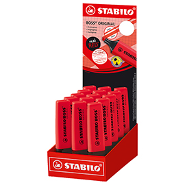 Evidenziatore stabilo boss original - punta a scalpello - tratto 2 - 5 mm - rosso rosso - stabilo - expo 15 pezzi