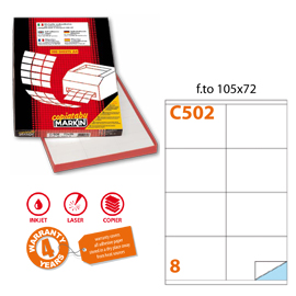 Etichetta adesiva c/502 bianca 100fg a4 105x72mm (8et/fg) markin