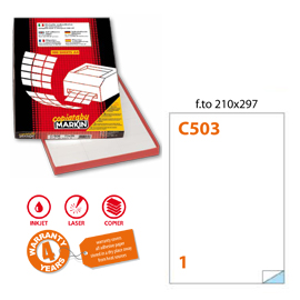 Etichetta adesiva c/503 bianca 100fg a4 210x297mm (1et/fg) markin